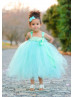 Aqua Mint Tulle Crochet Flower Girl Dress Aqua Mint Tulle Crochet Flower Girl Dress